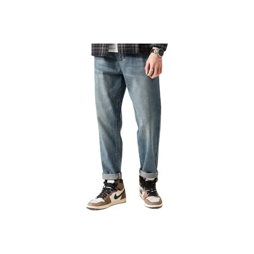 SLLAVIF Джинсовый синий Мужские Джинсы