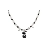 Искусственный жемчуг, эмаль, кролик, ожерелье (черный кролик)