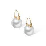 Серьги-кольца с полумесяцем, белая жемчужная оболочка