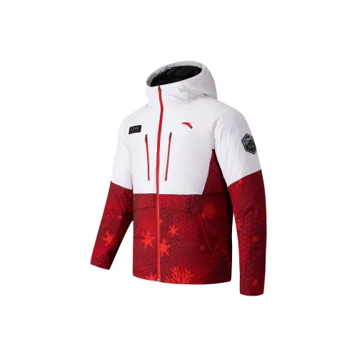 Anta Белая снежинка Полный принт Мужские Пуховики
