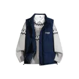 Темно-синий синий жилет + светло-серый свитер