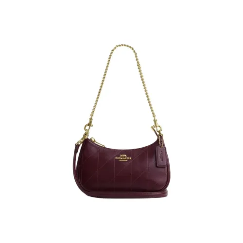 COACH Teri Коровья кожа Сумка через плечо Мини Женская Темно-бордовый