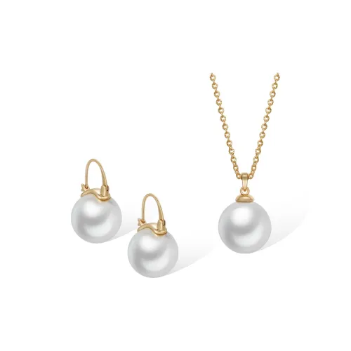 Retro Chic Ожерелье с инкрустацией жемчуга покрытие из золота раковина женское