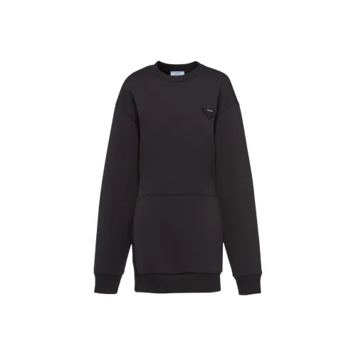 PRADA Черные Женские Длинные Платья с Длинными Рукавами