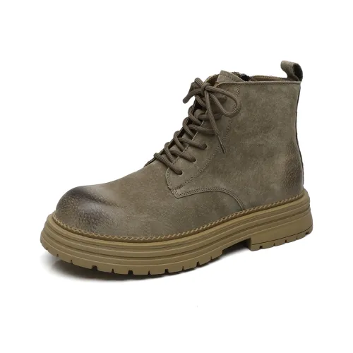 KUDING Британский стиль Рабочий стиль ботильоны Кружево вверх боковая молния Кожаные ботинки короткий ботинок Мартин