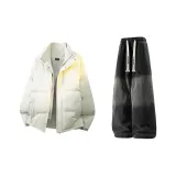 Белый + Черный Джинсы с Флисовой Подкладкой