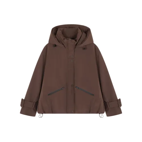 XWI Хлопковый пуховик женский темно-коричневый