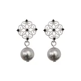 Серьги-кольца "Weaving Dream" (Вересковый серый жемчуг, 1 пара)