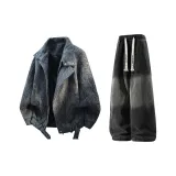 Чёрный Серый + Чёрный Джинсы с Флисовой Подкладкой