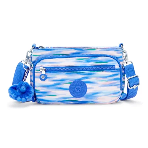 Kipling Полиэстер Плечевая сумка среднего размера Женская Розово-голубая