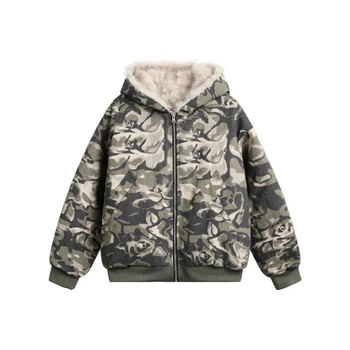 GBXM Зеленый камуфляж унисекс пуховики