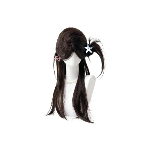 BEIQING Японский стиль Тонкая чёлка Длинные прямые женские парик Высокотемпературная пряжа