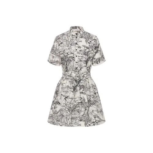 DIOR SS23 Короткий рукав Платье Женское Серый Белый
