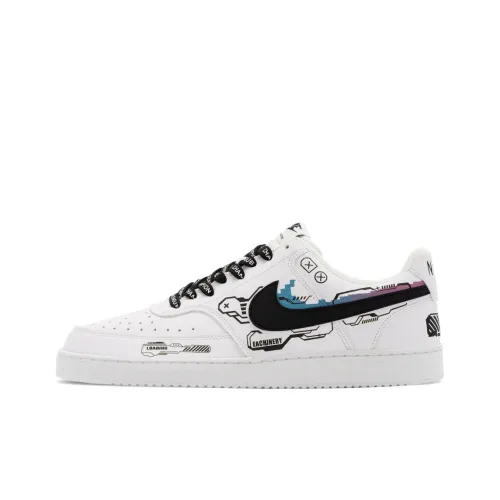 Nike Court Vision 1 Кибер Machinery Амортизация Низкие Кроссовки для скейтбординга Мужские Черно-белые