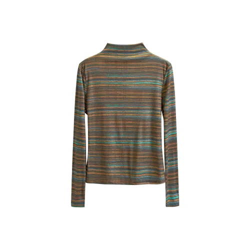 TOUCH Синий кофе Полосы Женские T-рубашки