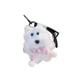 [Розовый Белый Шарф] Белый Скраффи Вест-хайленд + Черный Шнурок