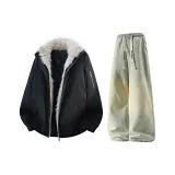 Чёрный + Желтый Грязь Джинсы с Флисовой Подкладкой