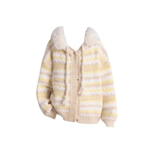 ABBY GODDESS Желтые полоски Пальто Женское Трикотаж