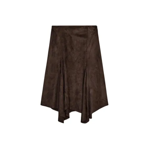 ZARA Коричневый Женские Повседневные Длинные Юбки