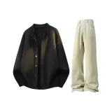 Черный трикотаж + желтые джинсы с узким кроем