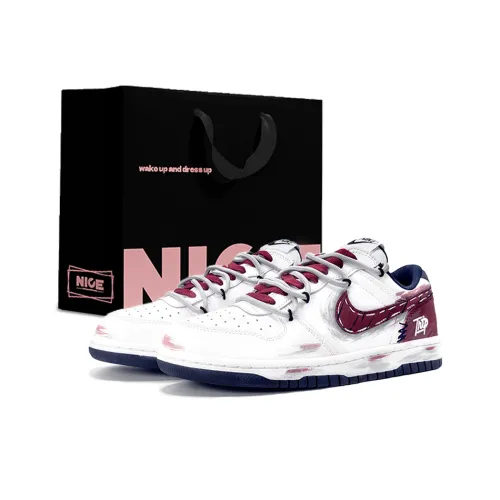 Nike BIG Low LU Сумка для покупок Вино Красный Ритм Баланс Низкие Кроссовки для скейтбординга Мужские Белые и Красные