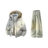 Кремовый + Желтый Грязь Джинсы с Флисовой Подкладкой