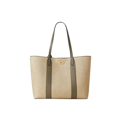 Mulberry Bayswater Raffia с кожаной вставкой сумка на одно плечо женская лен и зеленый