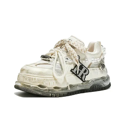 HR Скейтборд Кроссовки Низкие Бежевые Золото Серебристые Женские