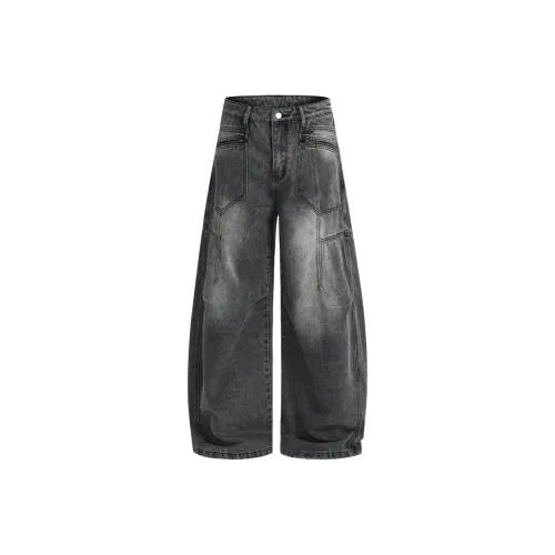 A3G4 Черный Серый Цвет Унисекс Джинсы