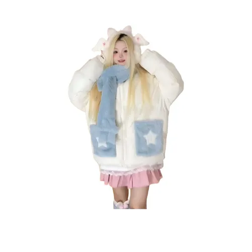 POSIYING Шарф Ecru Blue Women's Пуховики