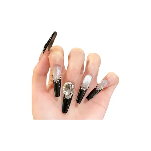 AIDINGQI Черный Золотой Принцесса Искрящийся High END Серебряный Кошачий Глаз Французский Маленький Стразы False Nail