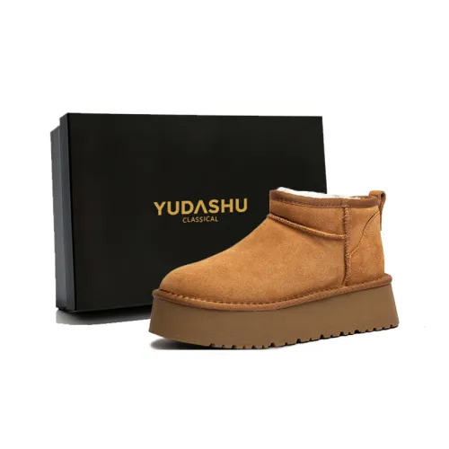 YUDASHU Сноубутсы 5 см противоскользящие платформа мини каштановые женские