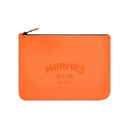 HERMES Neobain Нейлоновый Клатч Средний Женский Оранжевый