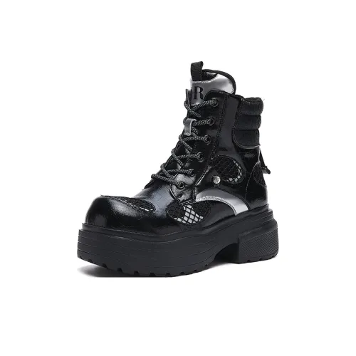 HR Martin Boots Black Silver Women's
