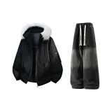 Чёрный + Чёрный Джинсы с Флисовой Подкладкой