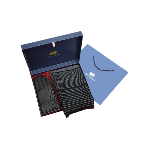 BISON DENIM Тутовый шелк Овчина Шарф Перчатка Коробка Мужской