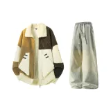 Кофейный & Желтый Грязь Джинсы с Флисовой Подкладкой