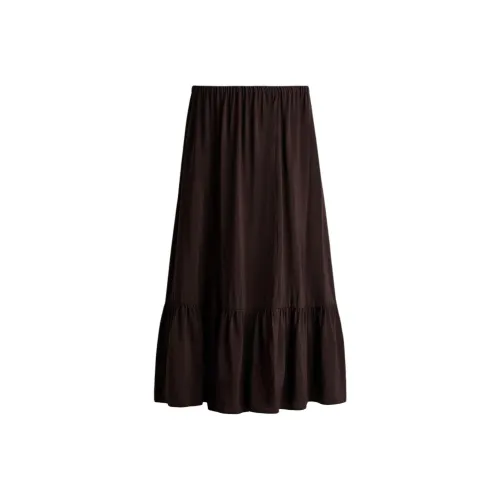 H M Темно-коричневая женская повседневная длинная юбка