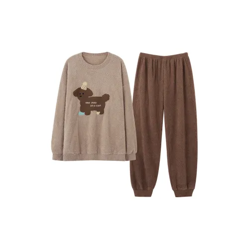MAKEGONGZHU WZTR95876 Пара Плюшевый Щенок Мужской Мужской Пижамные комплекты