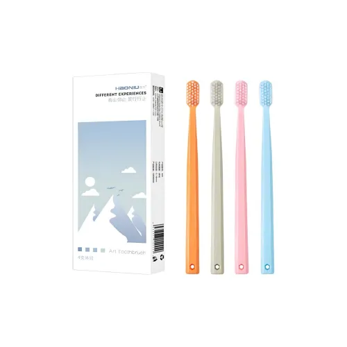 HAONIU Зубная щетка "Макарон" Одна коробка 4 шт Путешествие Размер Взрослый Мягкая щетина Случайный цвет