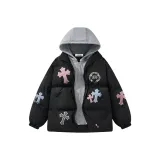 Чёрный с серым капюшоном