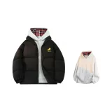 Чёрный, жёлтый хлопковый пуховик + белый, серый свитшот с фотинией