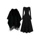 Чёрный шарф + чёрное платье