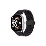 Звездный Черный - Круглый Магнитный Застежка Ткань Вязаная Ремешок + Серебряный Соединитель