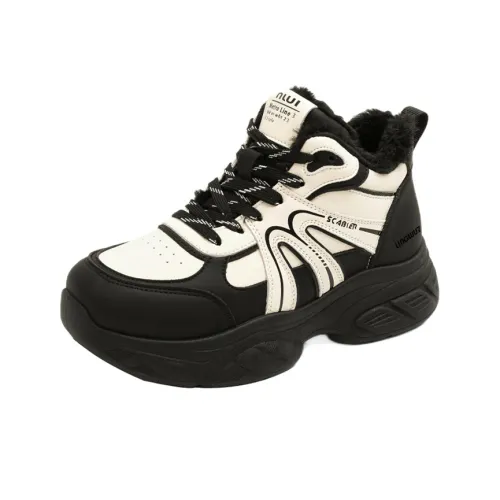 LINGWUZHE Термическая визуально увеличивающая рост устойчивая к истиранию высокая обувь для женщин с утеплением