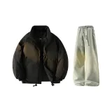 Чёрный + Желтый Грязь Джинсы с Флисовой Подкладкой