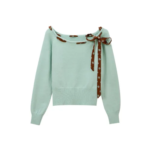 SUSANSAN Аква-зеленый Женский Трикотаж