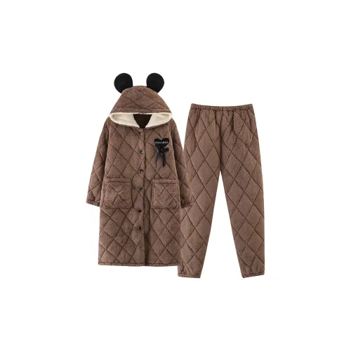 CAOBENCHUSE Caramel Brown Women's Pajama Sets CAOBENCHUSE Карамельный Коричневый Женские Пижамные Комплекты