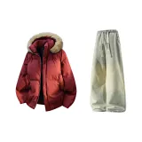 Красные + Желтые Грязные Джинсы с Флисовой Подкладкой