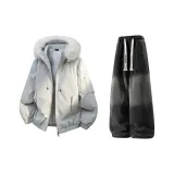 Светлый бежевый + черный, джинсовые, с флисовой подкладкой